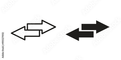Two side icon. Simple outline style concept. Thin line vector illustration.