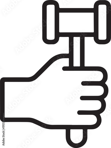 Hand Holding Judge Gavel Icon for Legal Authority and Justice