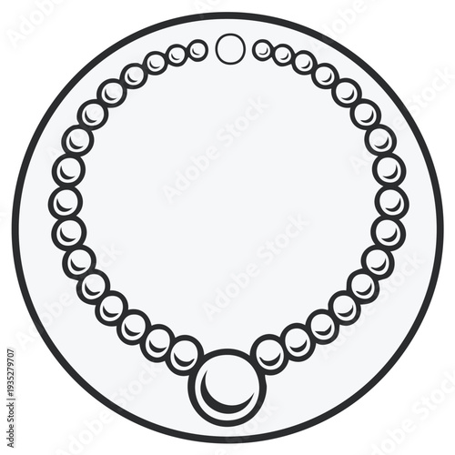 Elegant Pearl Necklace Icon with Central Large Pearl Emblem