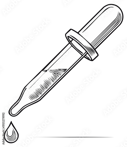 Dropper dispensing liquid drop medical or scientific illustration