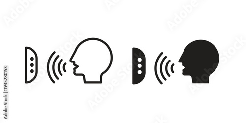 Voice control icon. Simple outline style concept. Thin line vector illustration.
