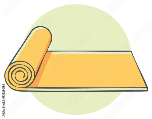 Partially unrolled yoga or fitness mat illustration for exercise and wellness activities