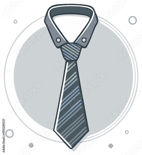 Illustrated gray necktie design on gray background