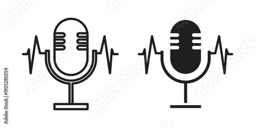 Voice recognition icon. Simple outline style concept. Thin line vector illustration.