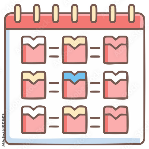 Monthly calendar with visual representation of women's health cycle and ovulation tracking