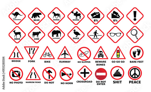 set of traffic sign illustration Vector