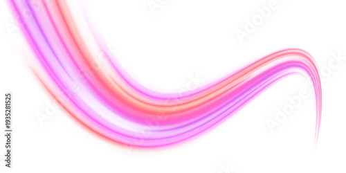 PNG abstract neon streaks twist along curved city highways. Luminous trails illustrate motion, speed, and futuristic digital energy. Perfect for sci-fi visuals.