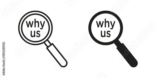 Why us icon. Simple outline style concept. Thin line vector illustration.