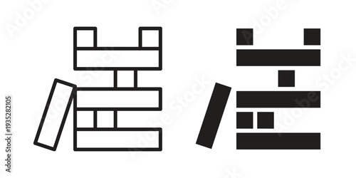 Wooden block icon. Simple outline style concept. Thin line vector illustration.