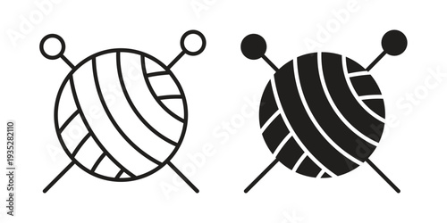 Wool ball icon. Simple outline style concept. Thin line vector illustration.
