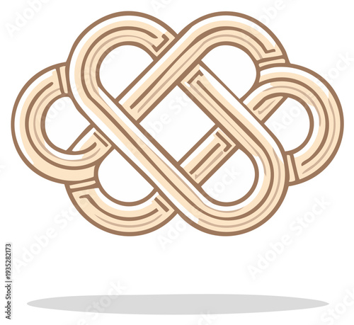 Abstract Celtic knot illustration in beige tones, representing eternal love and connection.