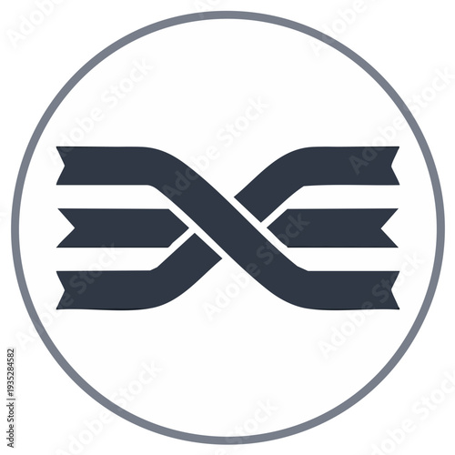 Abstract Interwoven Ribbons Inside Circle Modern Graphic Logo Element Concept Connection Design