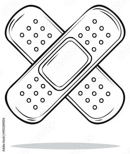 Crossed Adhesive Bandages for First Aid and Wound Care Illustration