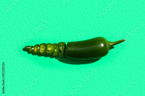 Cut green jalapeno pepper o...