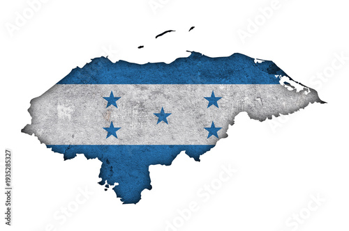 Karte und Fahne von Honduras auf verwittertem Beton