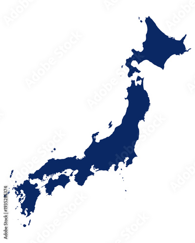Karte von Japan in blauer Farbe
