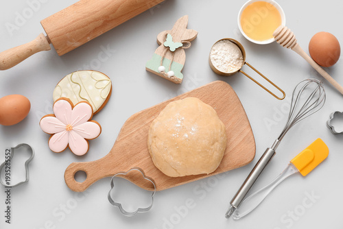 Fresh dough with Easter coo...
