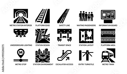 Metro station interior icons: safety, design, and transit navigation
