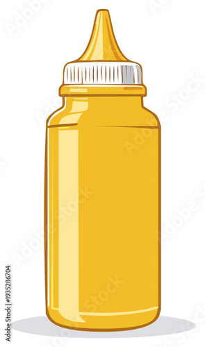 Yellow squeeze bottle condiment dispenser graphic design element illustration