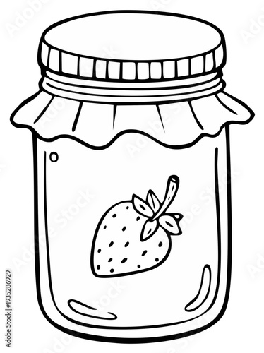 Outlined cartoon of a strawberry jam jar.