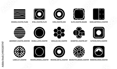 Geometric coaster collection with various materials and shapes
