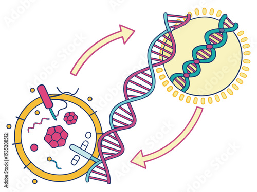 zoomed-in ribosomes scattered in cytoplasm, smooth gradient vector, textbook style, minimal background.