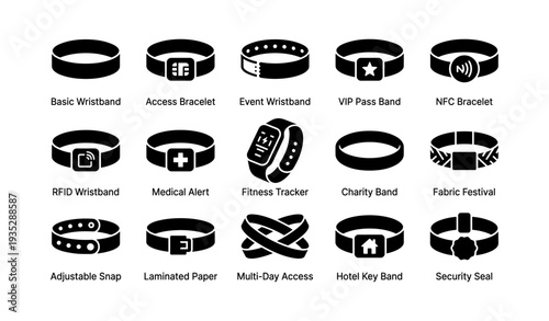 Various wristband designs including event, vip pass, nfc, rfid, and medical alert