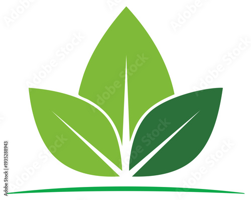 Green leaves logo symbol representing growth nature and healthy living