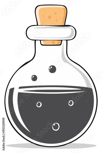 Cartoon Potion Bottle with Bubbles and Cork