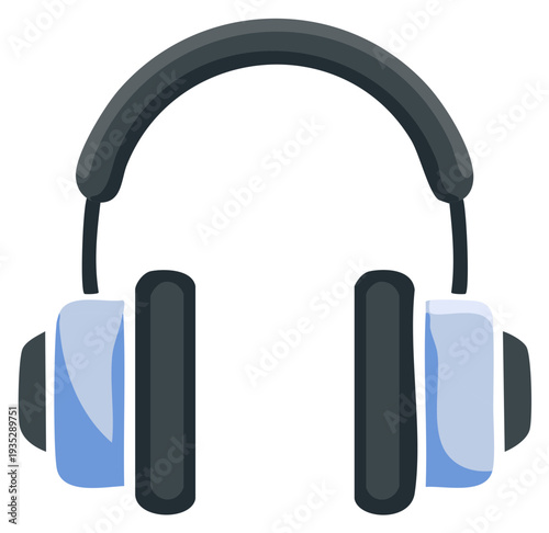 Digital illustration of stylish over ear headphones for music listening and audio entertainment