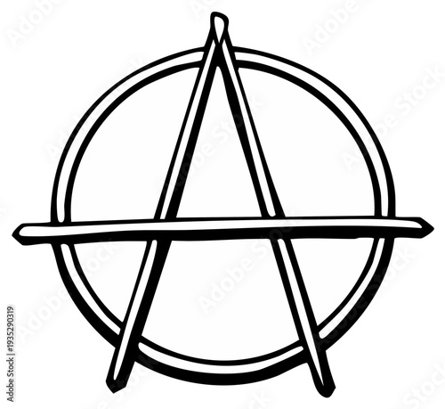 Anarchy Symbol Circle Outline Simple Icon Abstract Concept