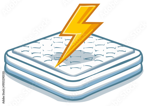 Illustrative Mattress with Lightning Bolt Symbolizes Superior Comfort and Fast Delivery
