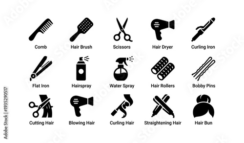 Essential hair styling tools and accessories collection