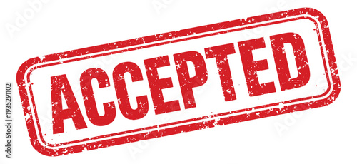Distressed rubber stamp style illustration of the word Accepted depicting approval for official use