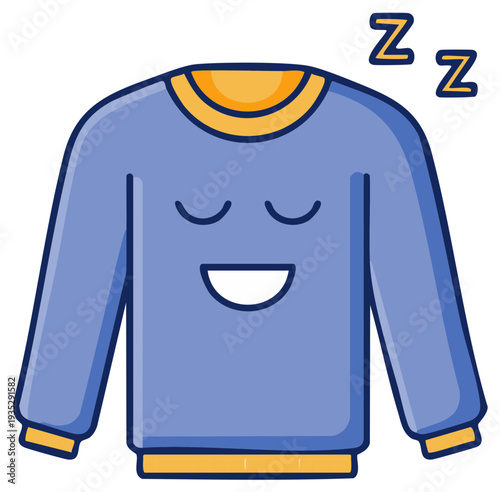 Dreamy slumber sweatshirt illustrated to represent comfort and sleep, with Zzz symbol for restful night, vector