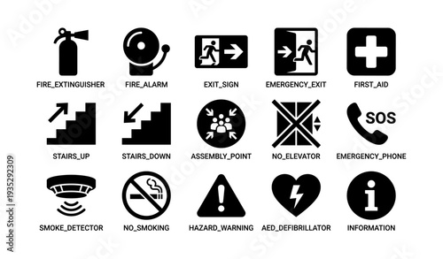 Emergency and safety symbols collection for disaster preparedness