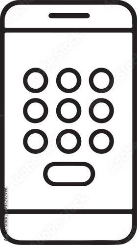 A minimalist illustration depicts a smartphone displaying a numerical keypad with circular buttons and an enter key high quality professional detailed modern