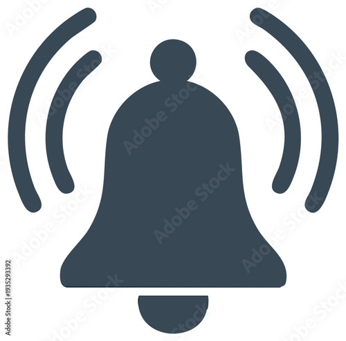 Icon of a ringing bell with sound waves emitting