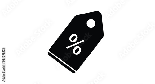 A black price tag icon with a white percentage symbol displayed