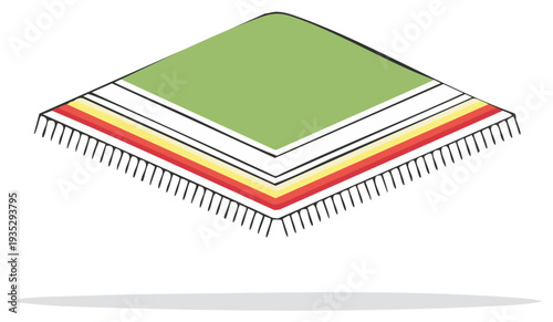 Isometric illustration of a colorful textile rug or blanket