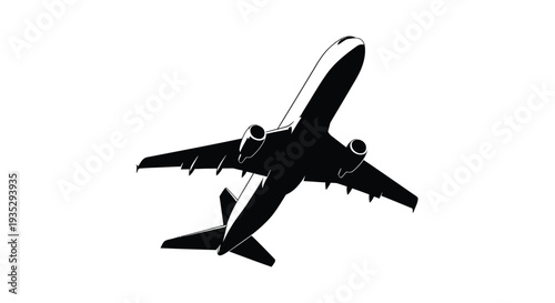 Silhouetted airplane soaring through the sky a minimalist graphic depiction