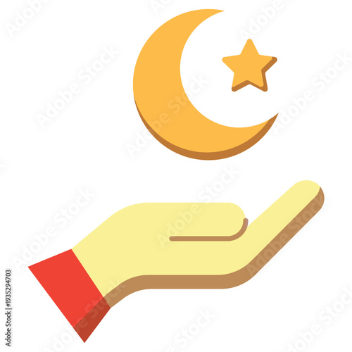 Crescent Moon in Hand Illustration