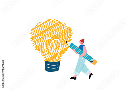 アイディアを閃く女性のイラスト