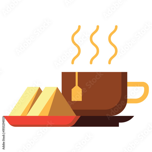 Tea Cup and Cake Iftar Illustration