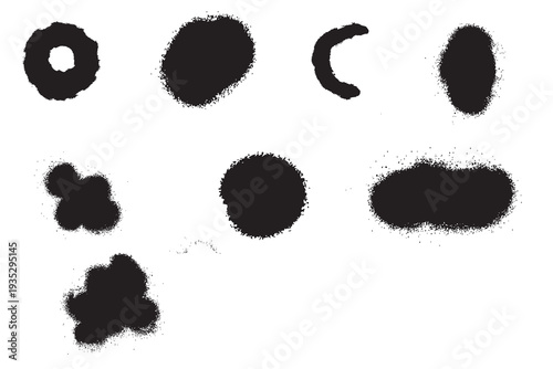 A grunge collection of black ink blots and watercolor paint stains featuring heart shapes and artistic vector elements for paper texture decoration or illustration design