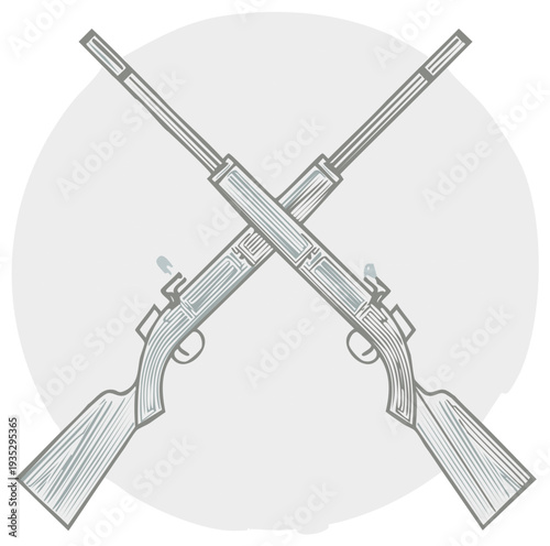 Crossed vintage rifles weapon illustration military firearms symbol