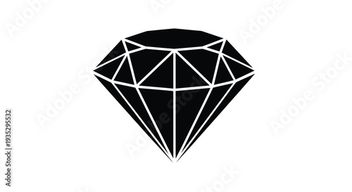 A stark black diamond illustration on a plain white background