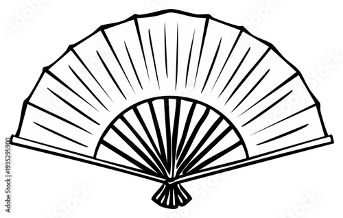 Ornate Handheld Folding Fan with Classic Pleated Design and Decorative Ribbing