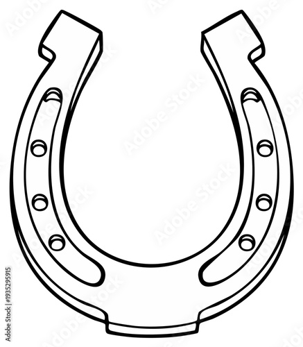 Horseshoe Line Art Symbol Luck Good Fortune Charm Outline Vector Illustration