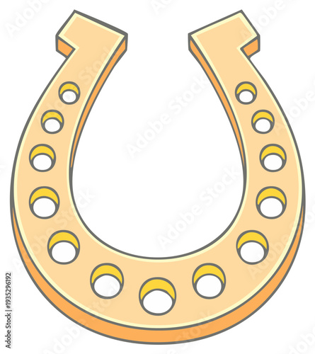 Simple Golden Horseshoe Illustration Symbol of Good Luck and Fortune